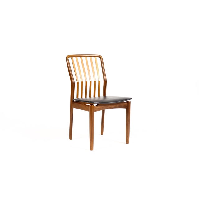 #2198 — Danish Modern / Mid Century Mahogany Dining Chair — Attributed to Svend Madsen for Moreddi — Black vinyl Great...