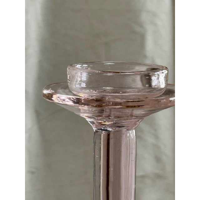 Mid-Century Modern Mid 20th Century Vintage Pink Glass Candle Holder For Sale - Image 3 of 3