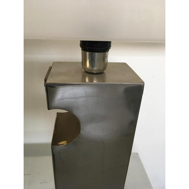 Double Faced Inox Steel and Acrylic Glass Table Lamp, Italy, 1970s For Sale - Image 4 of 13