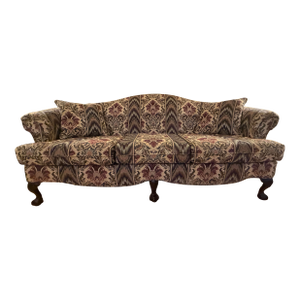 1980s Traditional Serpentine Camelback Sofa