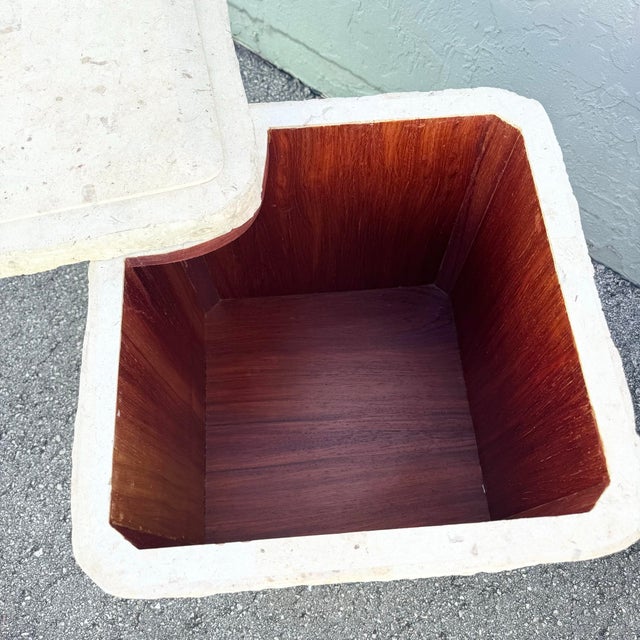 Postmodern Tessellated Stone Swivel Top Side Table With Storage - A Pair For Sale - Image 10 of 10