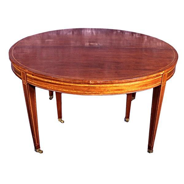 Vintage Sheraton Style Inlaid Round Dining Table Chairish