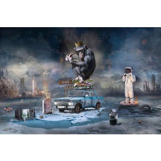 The Witness by Marcin Owczarek | Photography on Fine Art Hahnemühle Featuring a surreal scene with a monkey and astronaut. For Sale