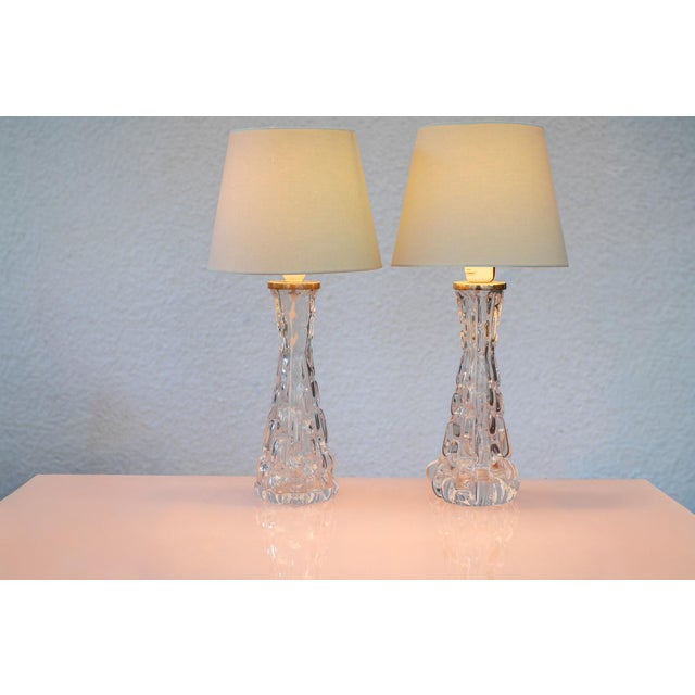 Crystal Glass Table Lamps by Carl Fagerlund for Orrefors, Sweden, Set of 2 For Sale - Image 8 of 13