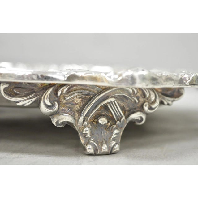 Vintage Sheffield Baroque Silver Plated Long Narrow Serving Platter Bar Tray For Sale - Image 12 of 15
