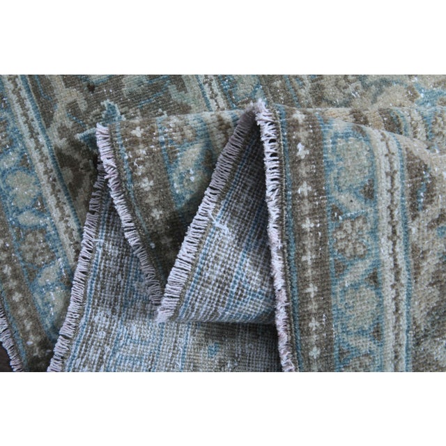 1970s Vintage Persian Handmade Wool Cotton Brow Area Rug For Sale - Image 10 of 11