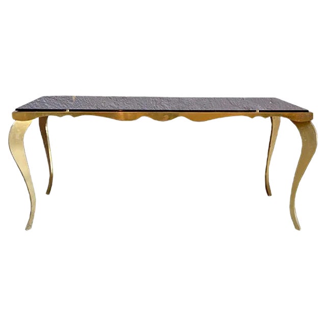 Vintage French Neo-Louis XVI Black Glass Coffee Table, 1960s For Sale