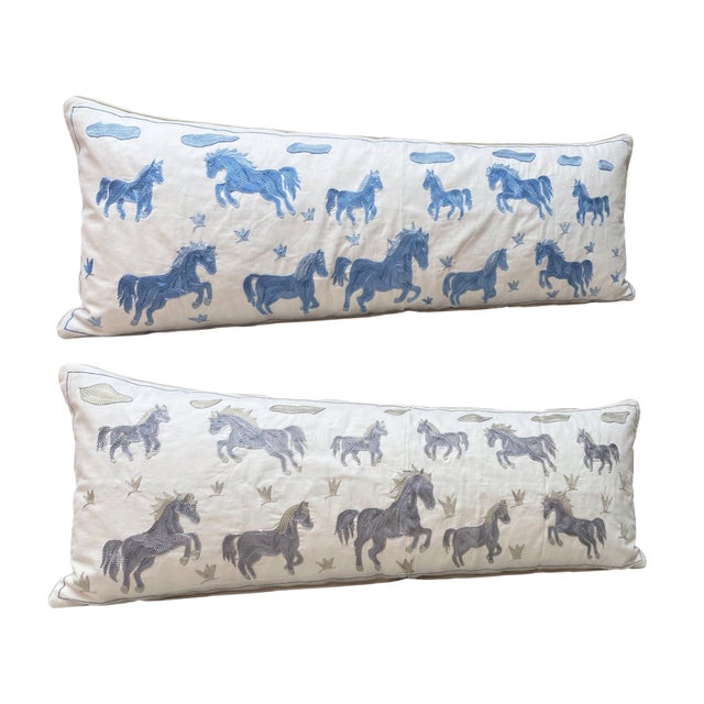 This beautiful 18'' x 55'' hand-embroidered Suzani pillow cover set was made from authentic Uzbek cotton fabric. The...