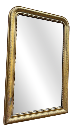 Louis-Philippe Fireplace Mirror in Wood Gilded with Gold Leaf