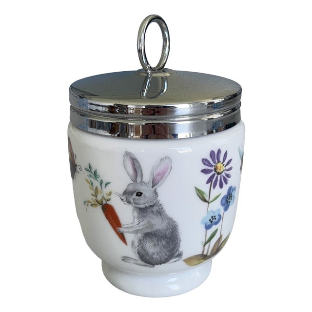 Large Vintage English Porcelain Egg Cup with Animal Designs from Royal Worcester, 1970s For Sale