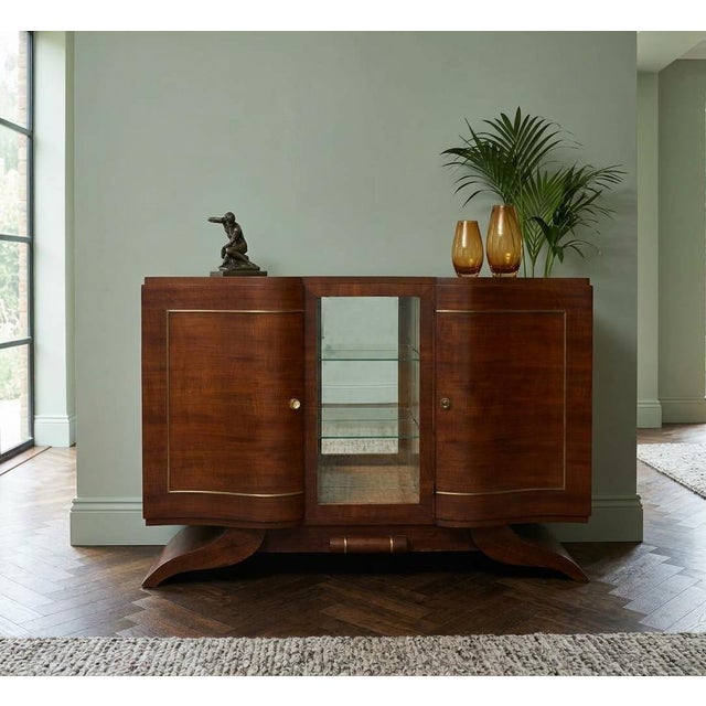 Art Deco Walnut Sideboard with Glazed Display Cabinet, 1930 For Sale - Image 11 of 18