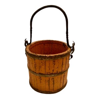 19th Century French Wood and Iron Pail For Sale