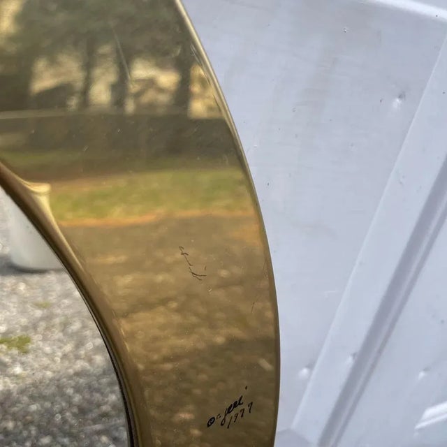 Curtis Jere Curtis Jere Round Brass Wall Mirror Artisan House, Mid Century Signed 1977 For Sale - Image 4 of 4