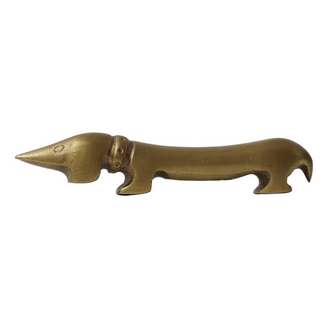 Vintage Brass Bottle Opener in the shape of a Dachshund by Walter Bosse for Herta Baller, 1950s For Sale