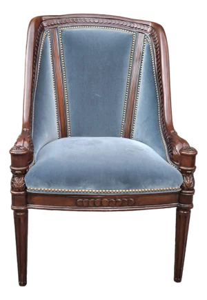 Hancock & Moore Georgian Style Mahogany and Blue Velvet Upholstered Chair