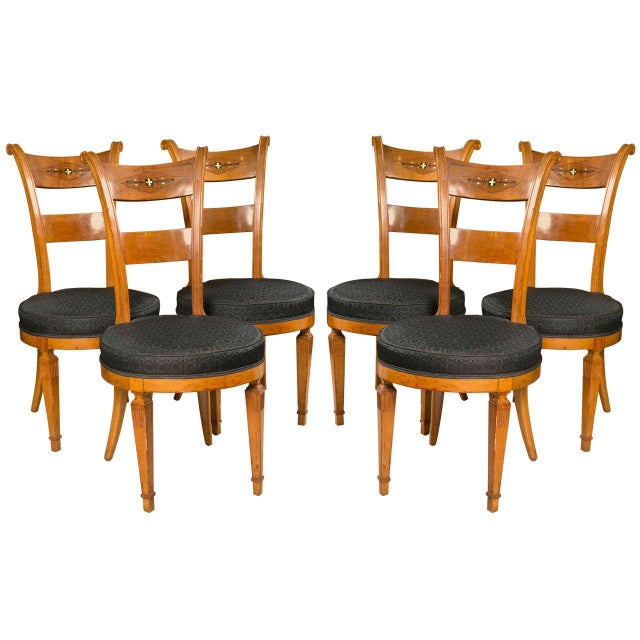 Set Six Biedermeier Style Side Chairs Dining Chairs With ...