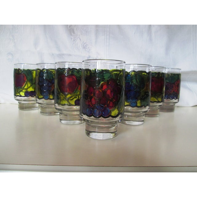1970s Stained Glass Design Fruit Tumblers Set of 7 Chairish