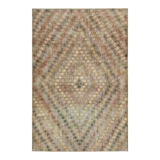 Vintage Zeki Müren Rug in Brown With Diamond Geometric Patterns | Rug & Kilim For Sale
