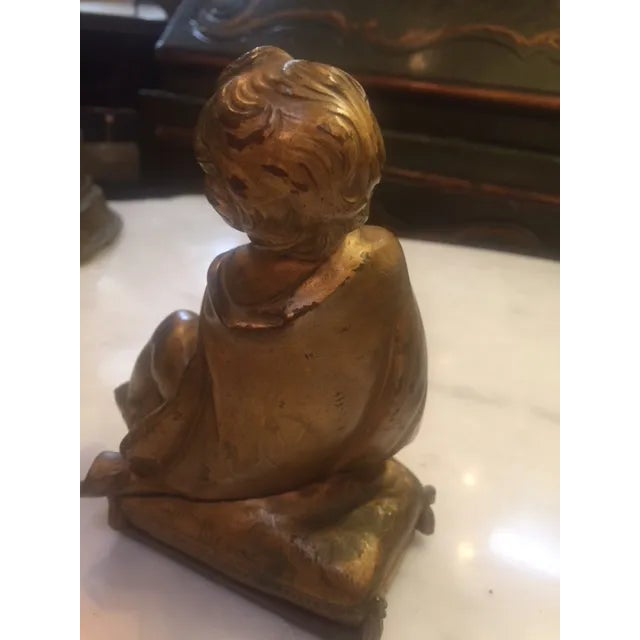 Pair of Gold Bronze Statue For Sale - Image 4 of 9