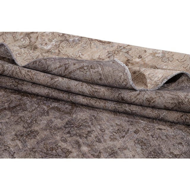 Textile 1960s Vintage Persian Distressed Handmade Medallion Gray Wool Rug For Sale - Image 7 of 10