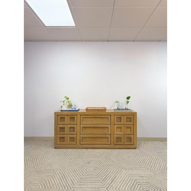 Wood Mid 20th Century Thomasville Blonde Oak 9-Drawer Dresser Vintage Bedroom Storage For Sale - Image 7 of 15