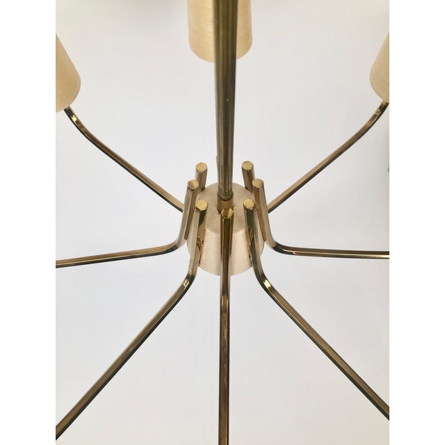 Chandelier in Brass with Fiber Glass Shades by Rupert Nikoll, Austria, 1962 For Sale - Image 9 of 15