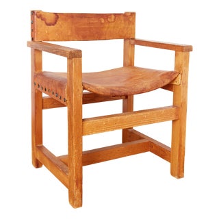 Armchair in Saddle Leather from Biosca, 1950s For Sale