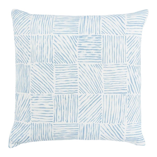 Schumacher X Caroline Z Hurley Katama 22" Pillow in Sky For Sale