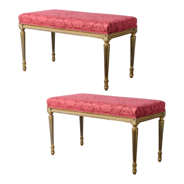 Pair Gilt-Wood Louis XVI Style Benches, For Sale
