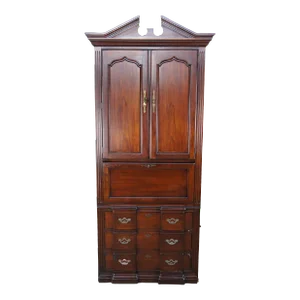 Mid 20th Century Vintage Thomasville Cherry Blockfront Secretary and Bookcase