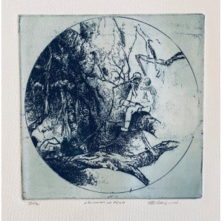 Robert A. Birmelin, Chinese Man In Tree, American Modernist Abstract Etching For Sale