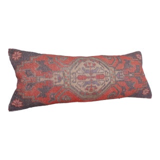 Antique-Style Turkish Oushak Rug Pillow – Handwoven Tribal Lumbar Cushion -15'' X 17'' For Sale