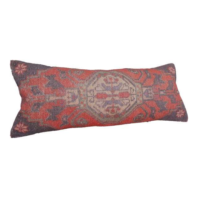 Antique-Style Turkish Oushak Rug Pillow – Handwoven Tribal Lumbar Cushion -15'' X 17'' For Sale