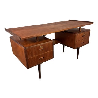 Mid-Century Danish Teak Desk attributed to Louis van Teeffelen for Wébé, 1960s For Sale