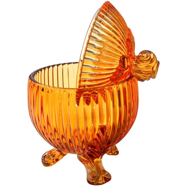 Mid 20th Century Mid 20th Century Handblown Textured Crystal Art-Glass Candy Dish For Sale - Image 5 of 7