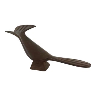 Vintage MCM Hand Carved IronWood Roadrunner Sculpture For Sale