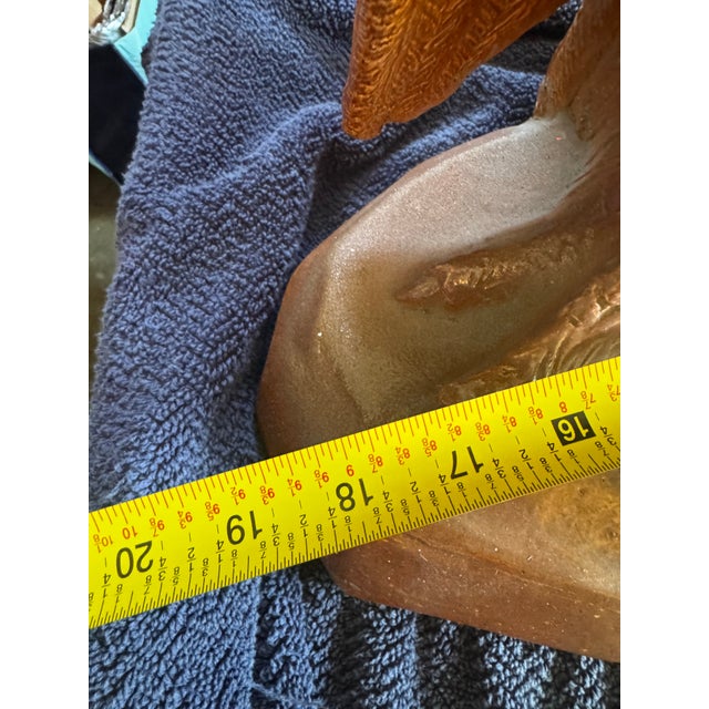 Sienna Pair of 23” Vintage Glazed Terra Cotta Federal Eagle Sculptures For Sale - Image 8 of 12