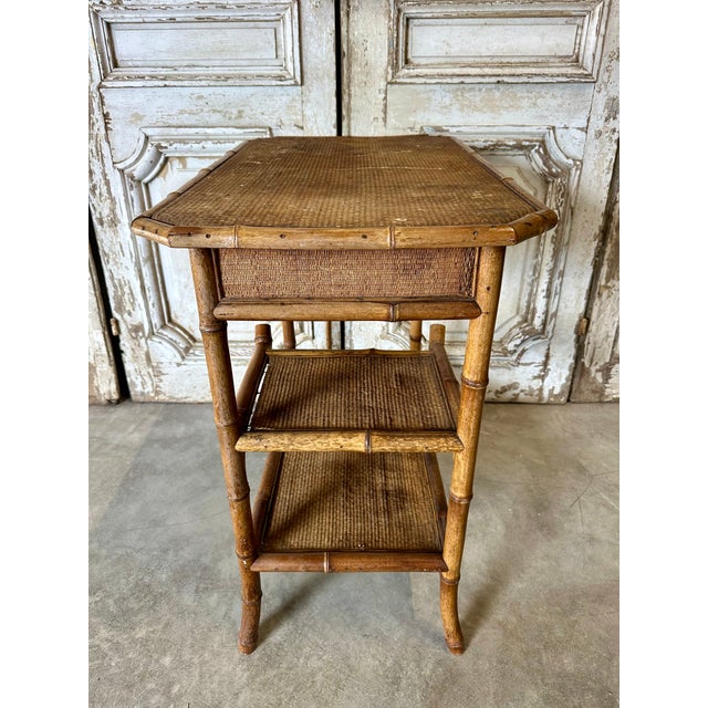Brown Antique Faux Bamboo Side Table, 1900s For Sale - Image 8 of 9