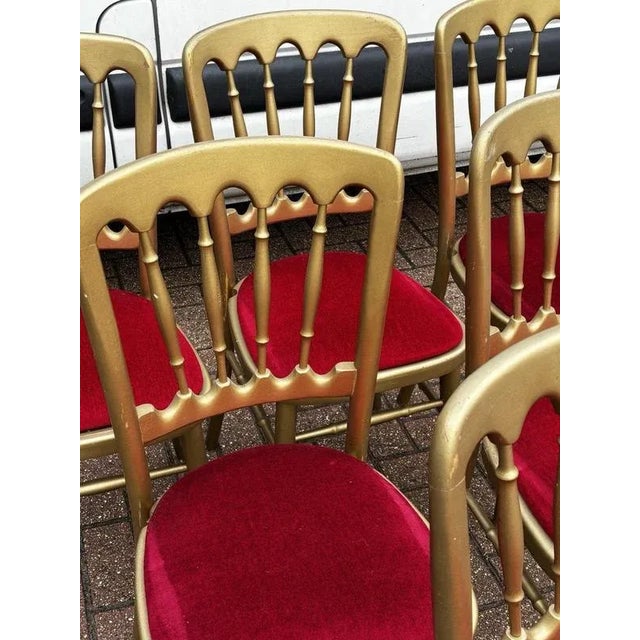 Wood Louis Style Upholstered Gilt Wood Dining Chairs, Set of 6 For Sale - Image 7 of 9