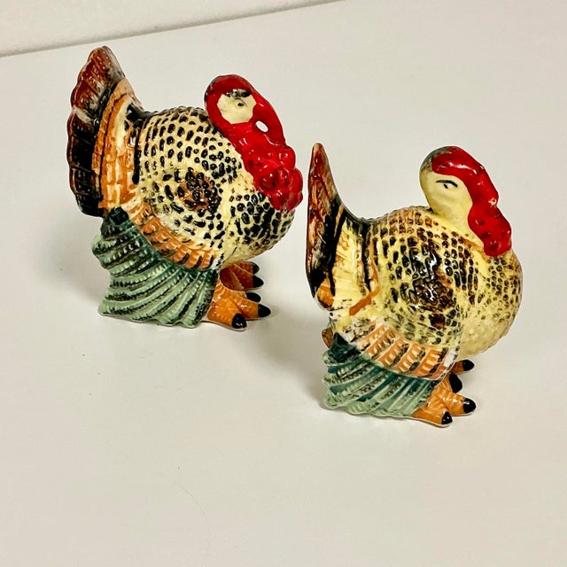 1940s Boho Chic Americana Farmhouse Turkey Salt & Pepper Shakers - A Pair, Thanksgiving For Sale - Image 11 of 14