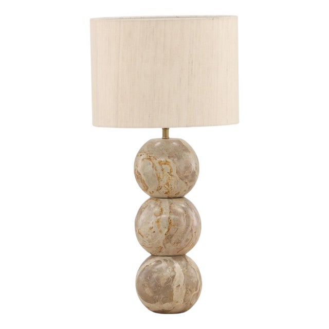 Latte Marble Orb Table Lamp For Sale