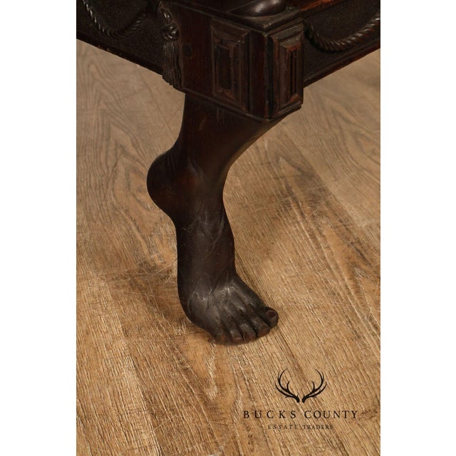 Exceptional 19th Century Anglo-Indian / Burmese Colonial Figural Carved Hardwood Throne Armchair For Sale - Image 4 of 18
