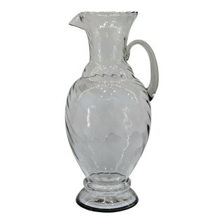 Late 20th Century Colombian Swirl Glass Pitcher Vase by Country Originals For Sale