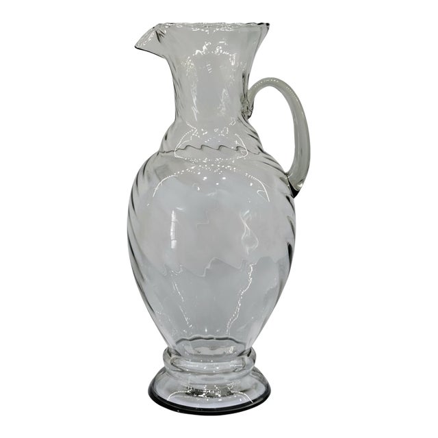 Late 20th Century Colombian Swirl Glass Pitcher Vase by Country Originals For Sale