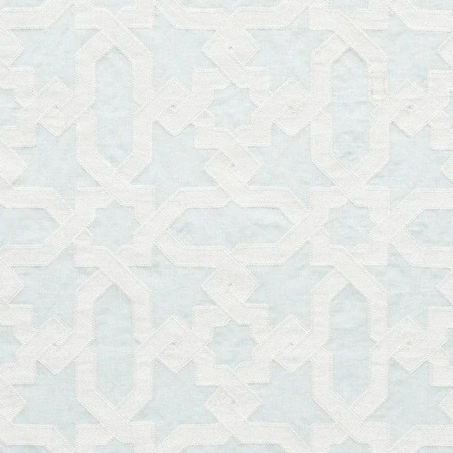 Sample - Schumacher Cordoba Embroidery Fabric in Mist For Sale
