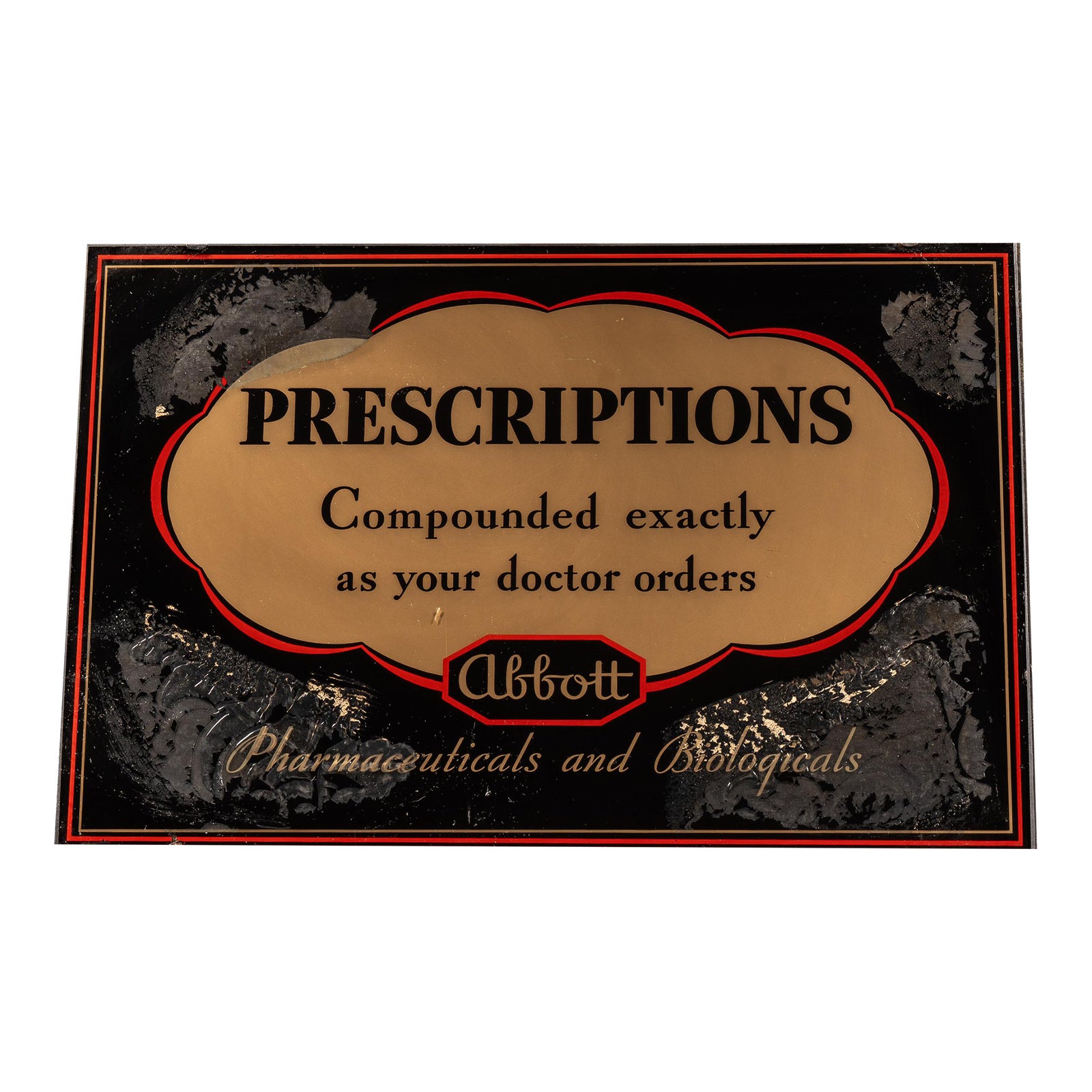 Abbott Pharmaceutical Prescriptions Reverse Glass Sign | Chairish