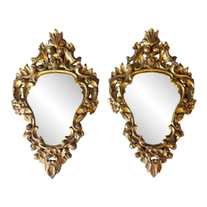Pair French 19th Century Carved Baroque Gilt Mirrors
