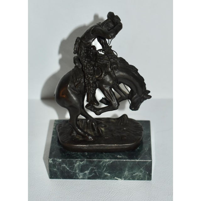 Miniature Frederic Remington Rattlesnake Bronze Sculpture Green Marble Base Mini For Sale - Image 4 of 18