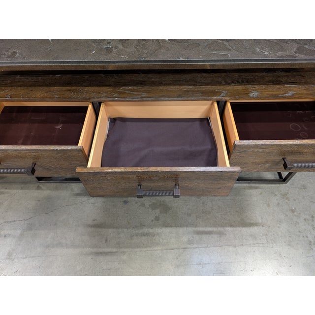 Industrial Bassett Industrial Wood and Metal Six-Drawer Console Cabinet For Sale - Image 3 of 9