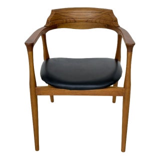 Danish Armchair in Leatherette and Wood For Sale